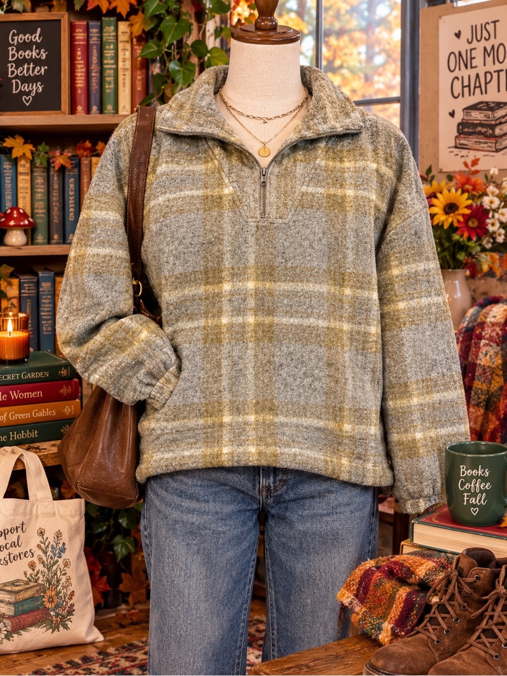 ZARA Quarter Zip Wool Blend Plaid Pullover - Adult Size XXL